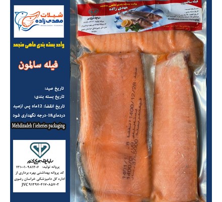 ماهی سالمون فیله وکیوم (کد198) شیلات مهدی زاده 09155159391